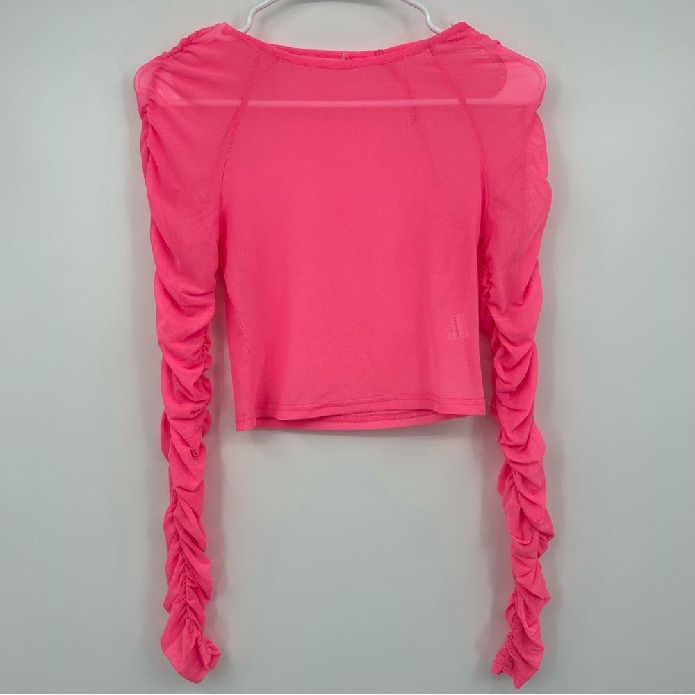 Showpo Mesh Long Sleeve Crop Top